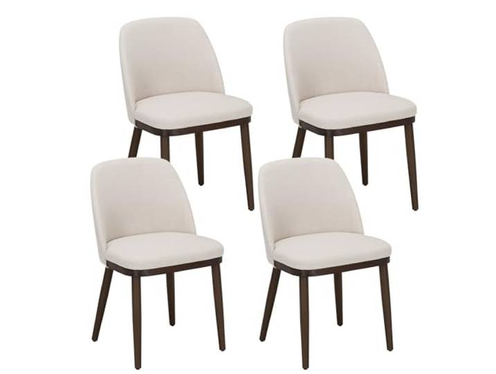 MALOL Gepolsterte Esszimmerstühle 4er Set, Moderne Stühle Esszimmer, Küchenstühle mit Rückenlehne, Stoffstuhl mit Holzbeinen für Esszimmer, Küche, Restaurant, Beige