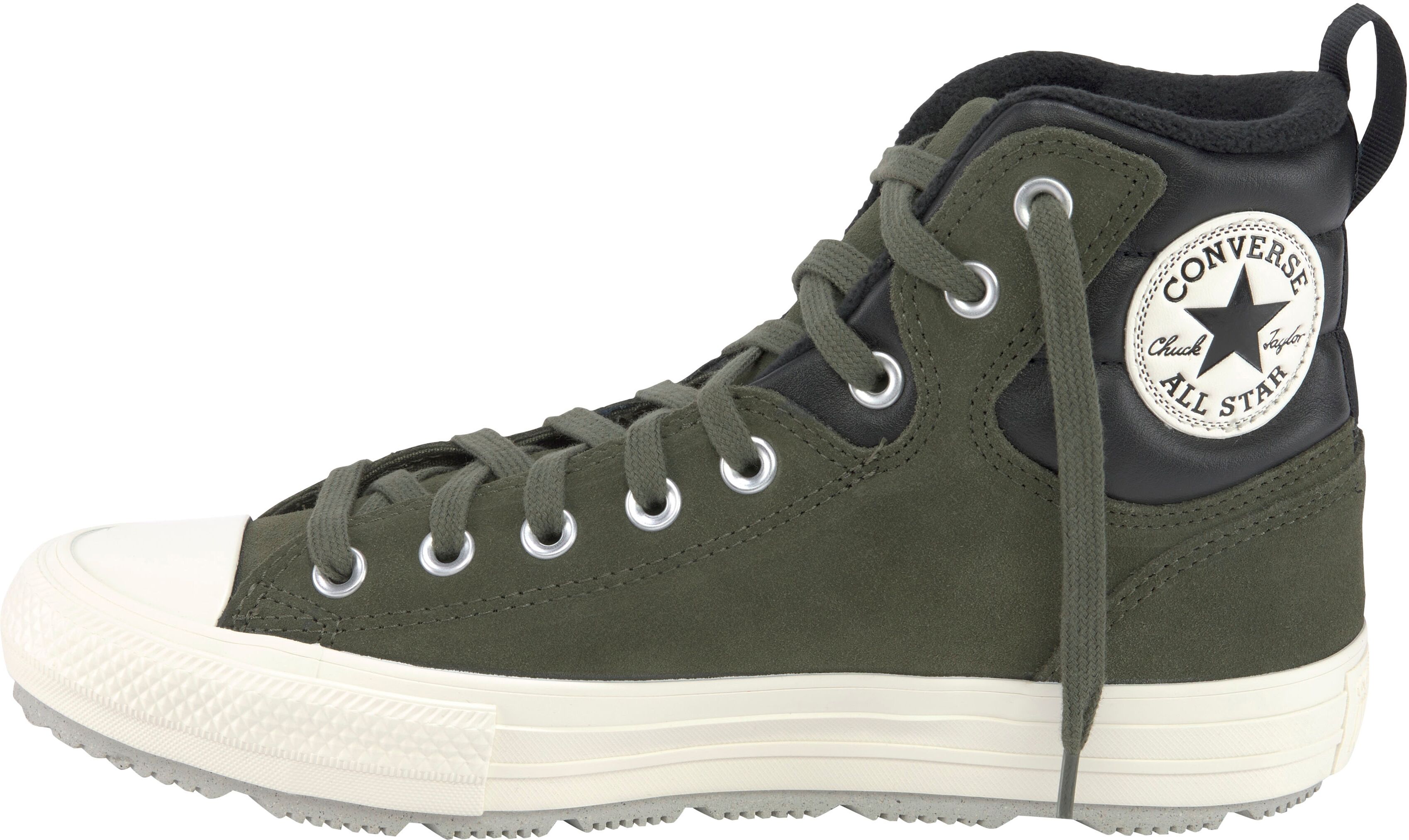 Sneakerboots CONVERSE "CHUCK TAYLOR ALL STAR BERKSHIRE BOOT", Herren, Gr. 37,5, gefüttert, grün (khaki, schwarz), Leder, Schuhe Sneakerboots, gefüttert
