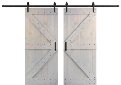 Coast Sequoia Inc Coast Sequoia 48in/60in/72in/76in/84in x 84in K Series Pine Wood Double Sliding Barn Door With Hardware Kit