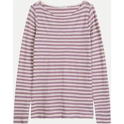 Langarmshirt mit Streifenmuster Rosa XL