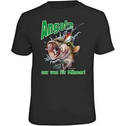 "Angeln - nur was für Männer!" T-Shirt Herren (Schwarz), Schwarz, 3XL