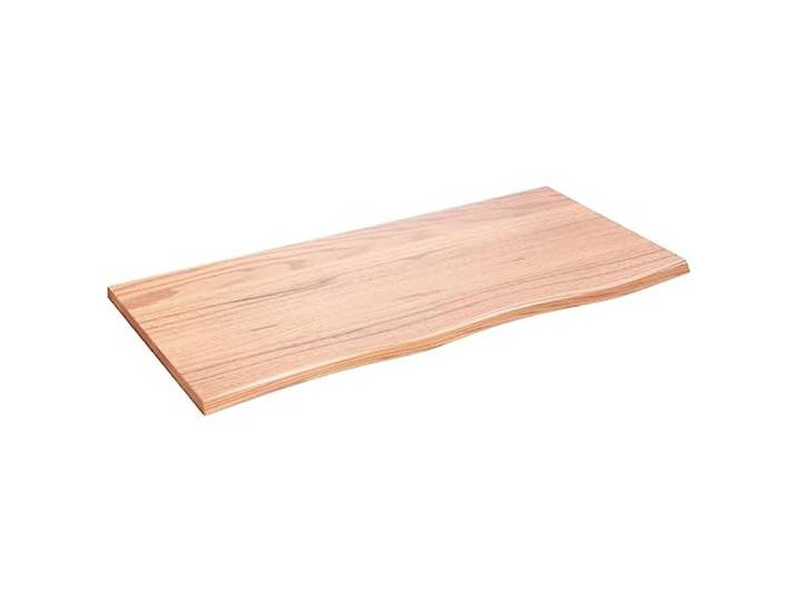 Tischplatte aus Massivholz Eiche hellbraun, 100x50x2 cm Massivholz Eiche Rand lackiert zur Selbstmontage, Universal