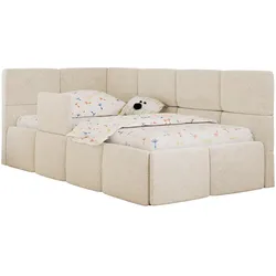 POLSTERBETT ARVO ALTA 90/200 - Creme Struktur - Taschenfederkernmatratze - Links