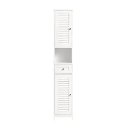 SoBuy Badezimmer-Hochschrank mit 1 Schublade Weiß 32x30x170cm Funktional