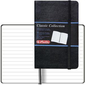 Herlitz Notizbuch my.book classic, Kunstleder Hardcover, schwarz, 96 Blatt / 192 Seiten, 80 g/m², liniert, A6