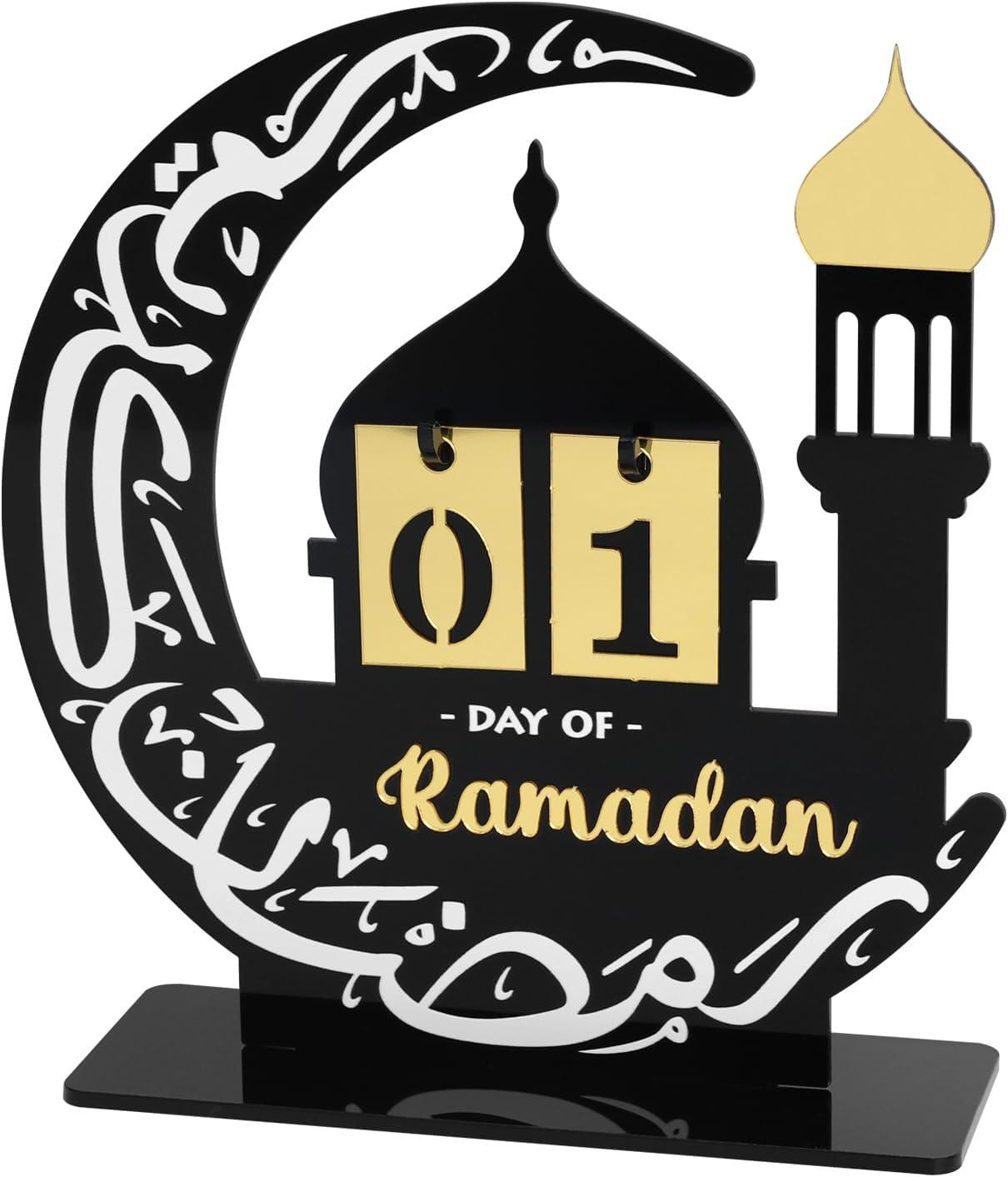 oCreon Ramadan Kalender 2025 - Acryl Ramadan Decoratie voor Eid Mubarak - 30 Dagen Aftellen