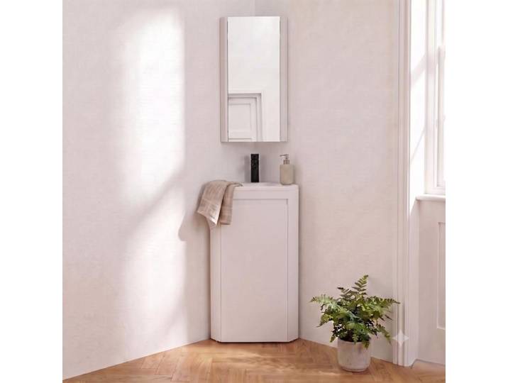 Ensemble lave-mains SORRENTO d'angle sur pieds avec robinet et armoire