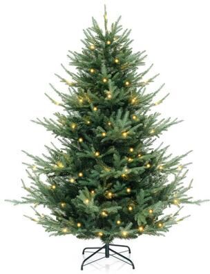 Costway 6 FT Pre-Lit Artificial Hinged Xmas Tree with 778 PVC and PE Branch Tips-M