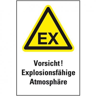 König Werbeanlagen Dreifke® Aufkleber I Warn-Kombischild Vorsicht! Explosionsfähige Atmosphäre, Folie, 200x300mm, ASR A1.3, DIN 4844 D-W021