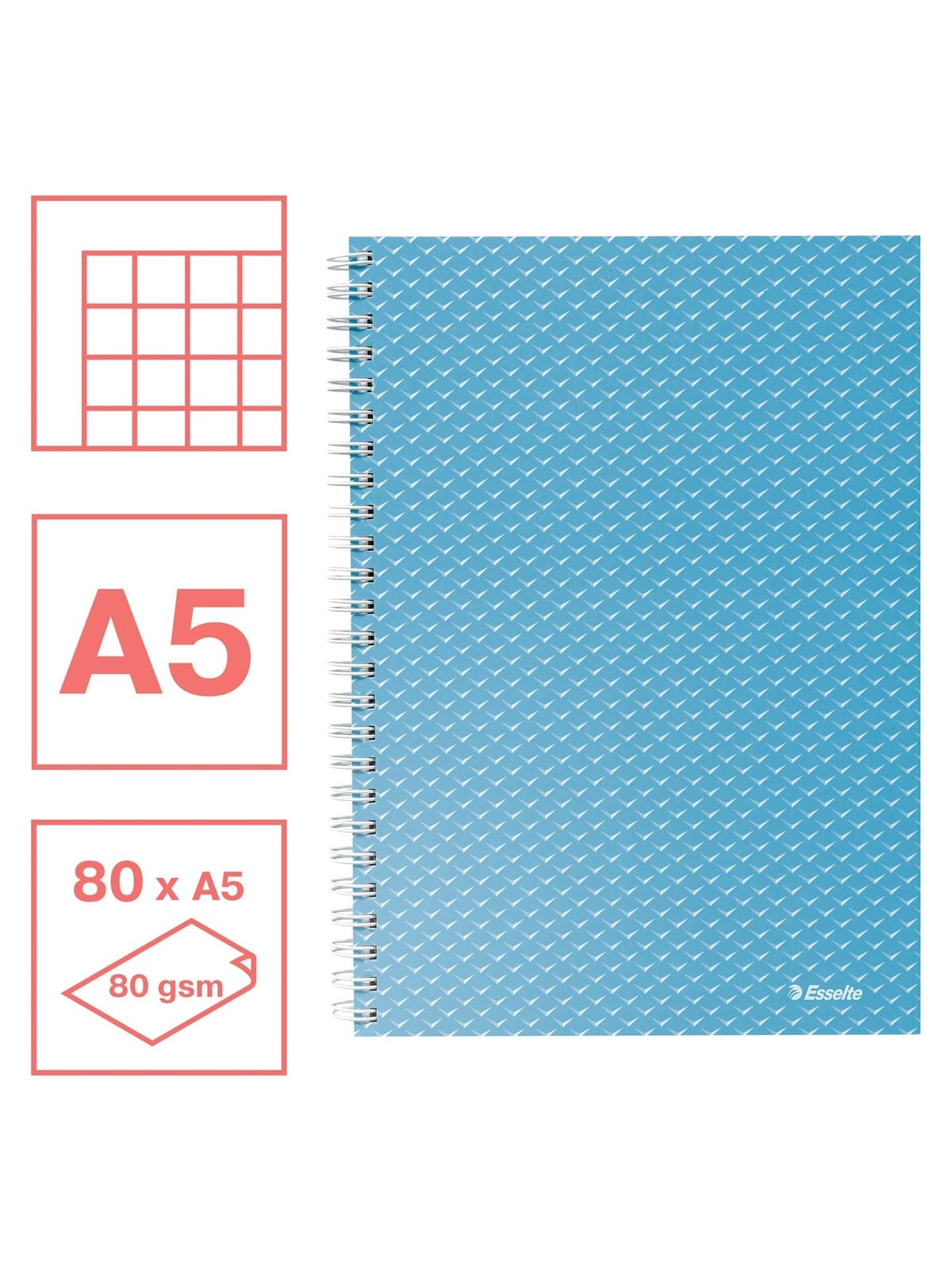 Esselte Colour'Breeze A5 Collegeblock kariert, Spiralbindung Blau