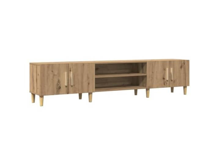 GKHPYURE TV-Schrank Eiche Handwerk 180 x 31,5 x 40 cm 4 Fächer, 4 Türen, Massivholz, Eukalyptusholz, Füße aus Holz, Ausstellungsfläche