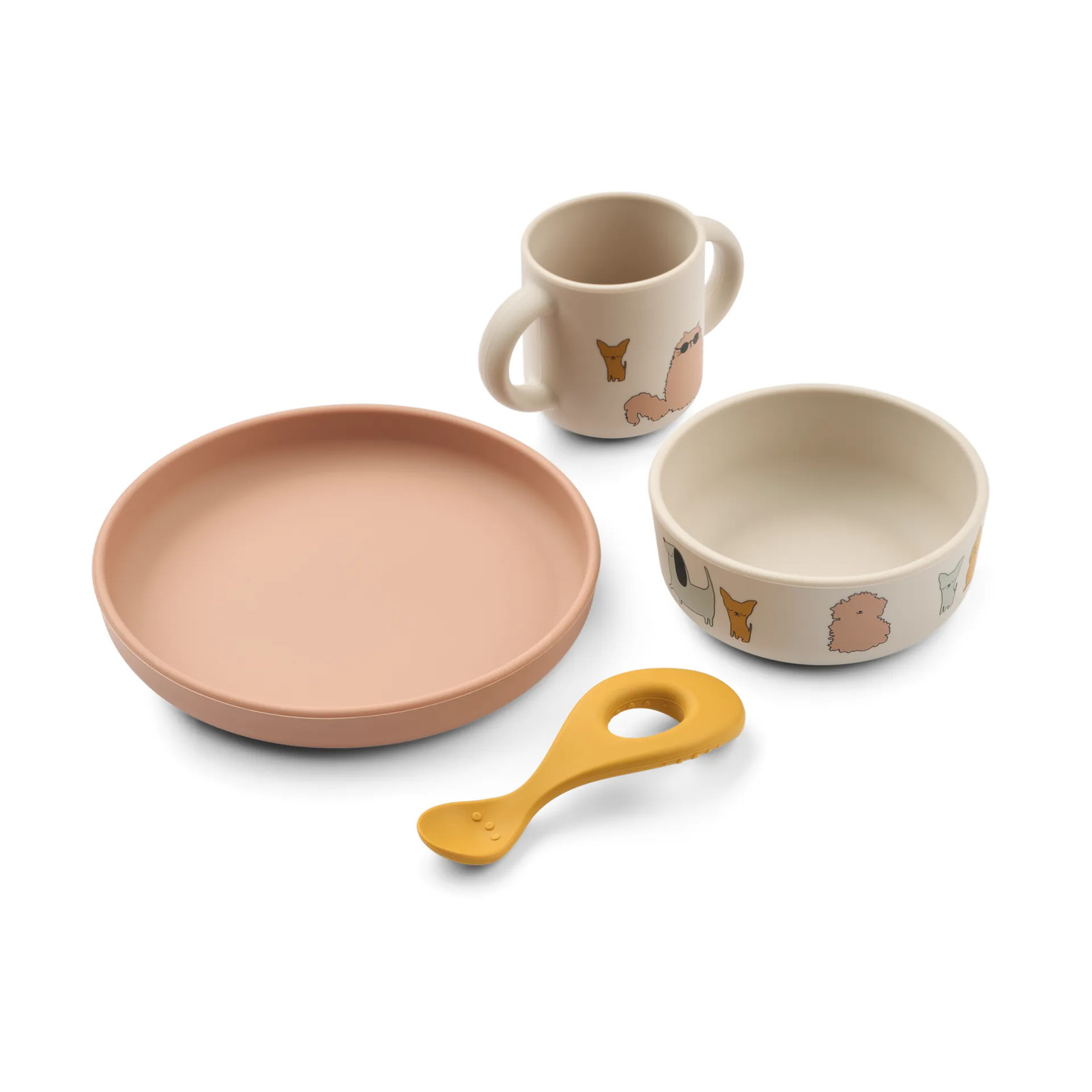 Liewood Vivi servies set 4-delig Cats and Dogs Sandy