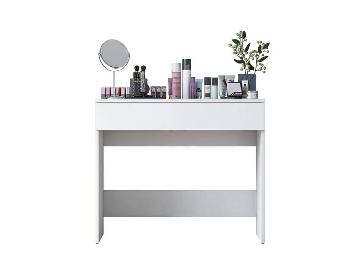 Coiffeuse 1 tiroir en bois l90cm - blanc