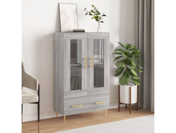 Gris Armoire haut/Vitrine haut - armoire console meuble de rangement Sonoma gris 69 5 x 31 x 115cm - Bois d'ingénierie 8576249