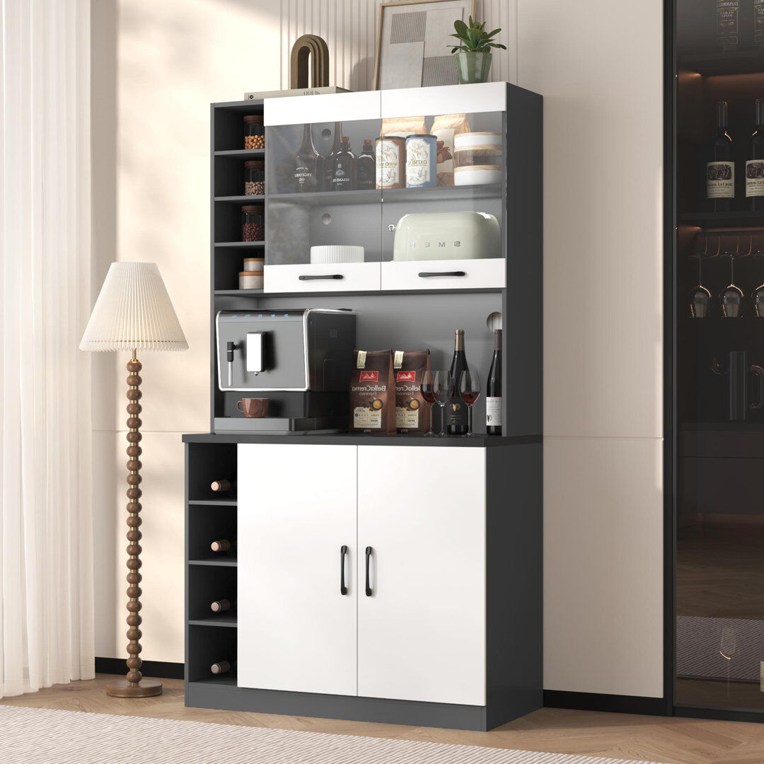 Latitude Run Dining Hutch Welsh Dresser White/Black 187cm H X 100cm W X 47cm D