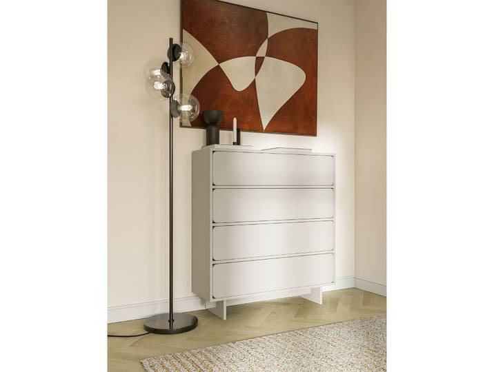 Kommode Wuwu mit vier Schubladen, 101 cm, grau-beige