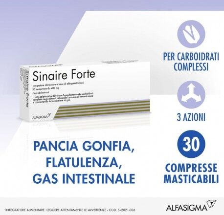 Alfasigma Spa Sinaire 300 Forte Integratore Contro Gas Intestinali 30 Cpr
