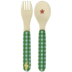 RICE Kinder Melamin Besteck Hero, Grün L:14 cm, B:3 cm, Höhe 1 cm