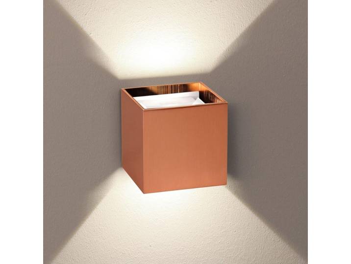s.luce Led-Wandlampe Ixa High Power Kupfer Quadratisch, Kupferfarben, Metall, LED integrated, 10x10x10 cm, Lampen & Leuchten, Innenbeleuchtung, Wandleuchten