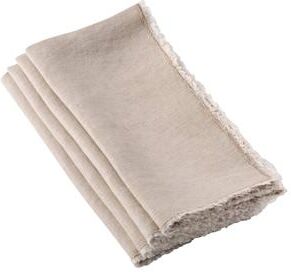 Saro Lifestyle Fringed Design Stone Washed Linen Napkins or Placements (Set of 4)