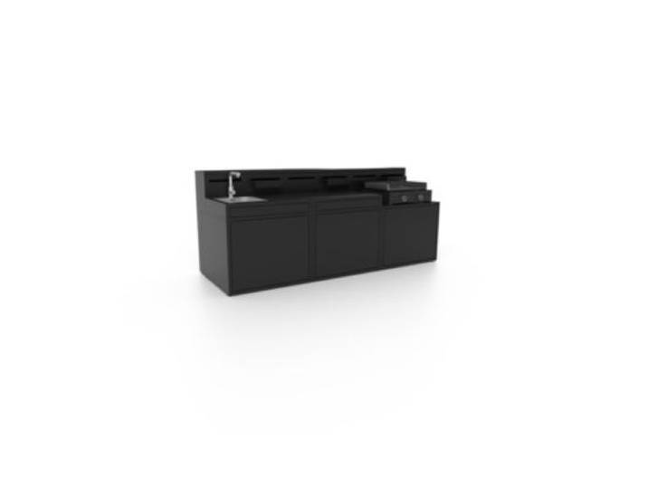 Forge Adour - Cuisine Extérieure Cuisine Complète - 3 Modules En Acier Noir (L. 270 Cm)