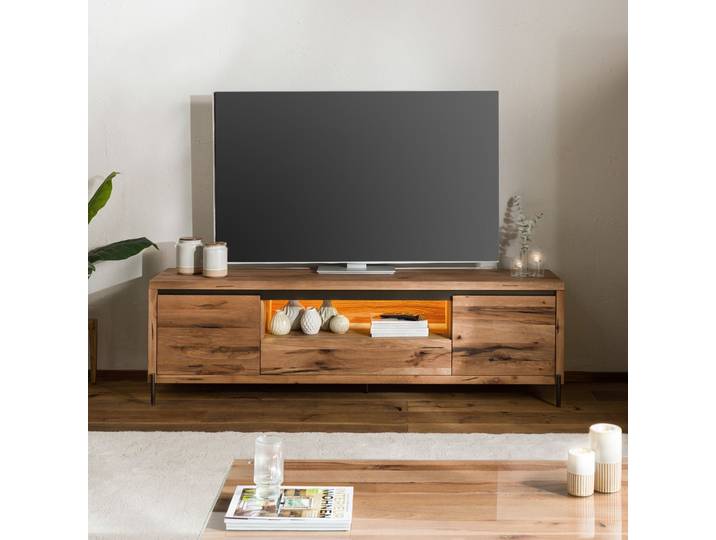 TV-Board Wild-/Zerreiche 202x47x60 natur geölt MONTREUX LUX #110