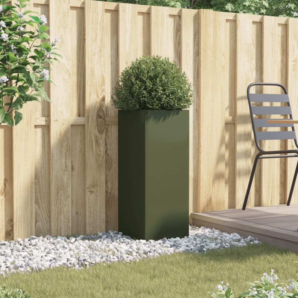 vidaXL Jardinière vert olive 32x29x75 cm acier