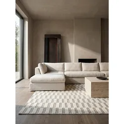 Teppich kariert Beige 78 x 150 cm - RIDGE   Kadima Design