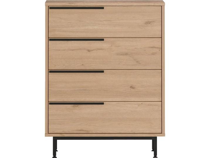 Commode 4 tiroirs Rebecca Mobili Maguey 95x75x44\,5 panneau de particules fer brun gris foncé Moderne