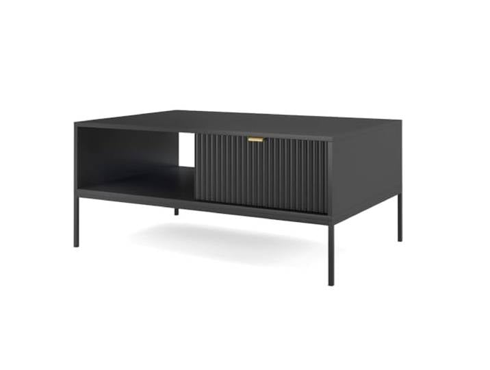 Sofatisch Couchtisch in schwarz, Fußgestell schwarz, Griffe goldfarben