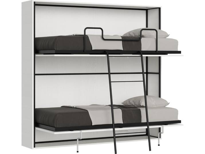 ITAMOBY - Lit escamotable horizontal superposé 2 couchages 85 Kando Frêne Blanc