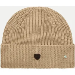 Mütze mit Herz-Motiv Beige