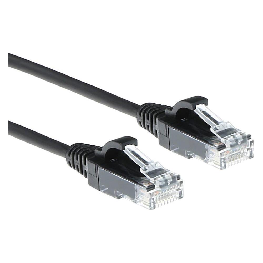 ACT Black 2 meter LSZH U/UTP CAT6 datacenter slimline patch cable snagless with RJ45 connectors (U/UTP, CAT6, 2 m) (DC9902)