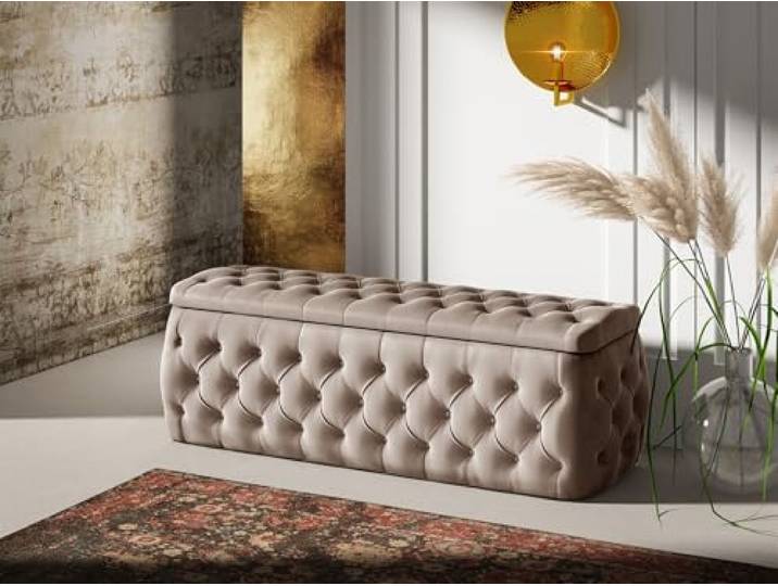 Fun Möbel Polsterhocker mit Stauraum Ernesto (Beige, 160x50x45)