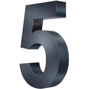 Metzler Hausnummer 3D, anthrazit aus Edelstahl, 20 cm Höhe, mit 3D-Effekt, zum Stecken, Zahl 5