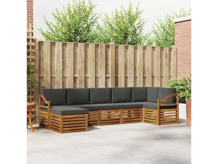 RJPLMFV Ecksofa-Set, 7-teilig, Akazie, Natur Modularer Außeneinsatz, wetterfeste Lackierung, bequeme Armlehnen, pflegeleicht