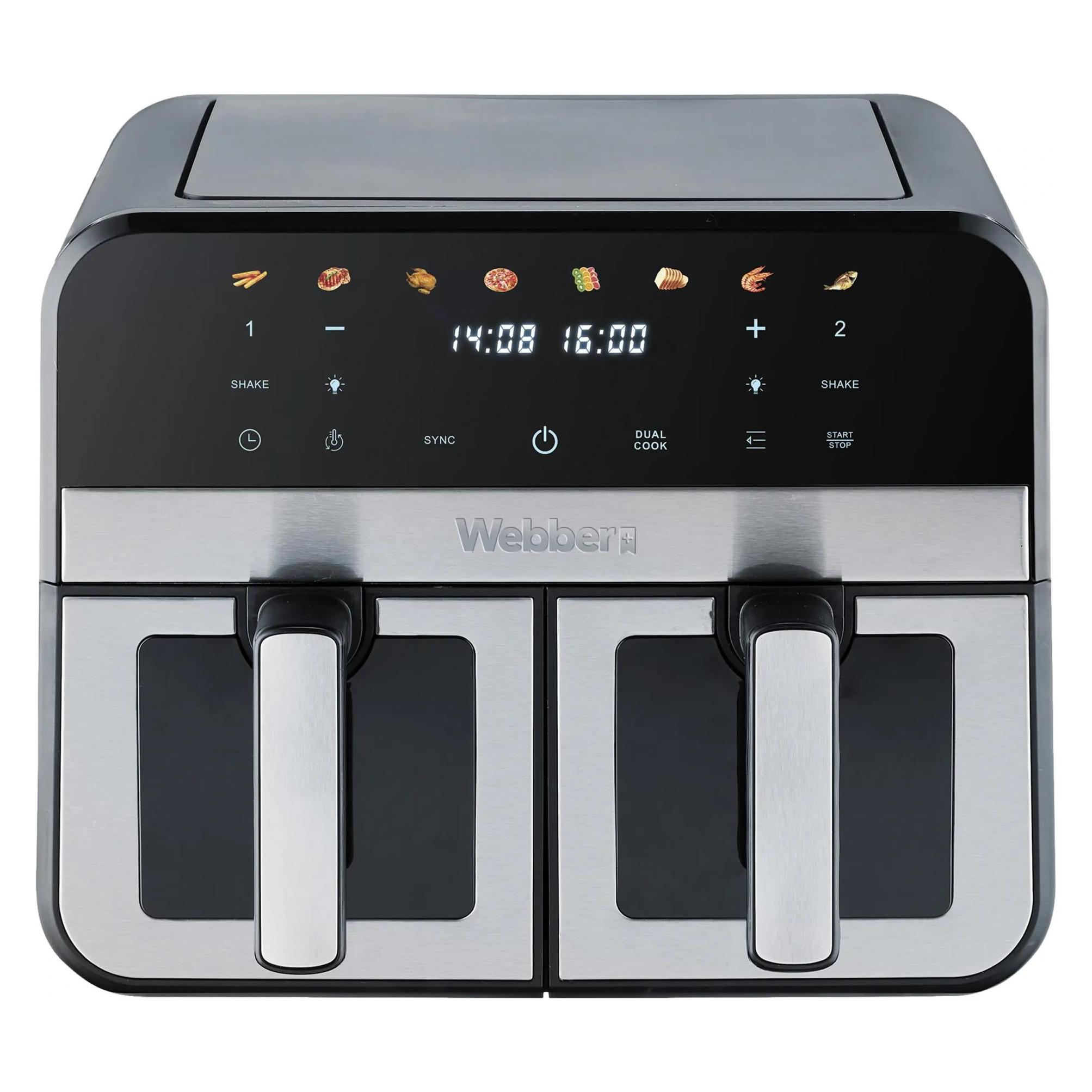 Webber Frytkownica Beztłuszczowa Podwójna Air Fryer Dwukomorowa Ceramiczna (9 l) (05AF900)