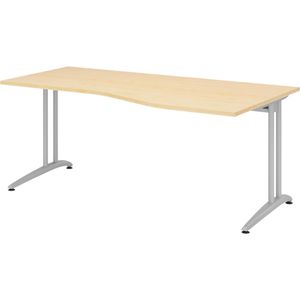 Hammerbacher Schreibtisch B-Serie, ahorn / silber, Freiform, 180 x 74 x 100 cm