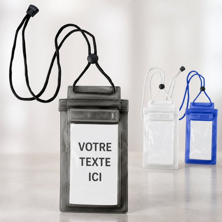 Étui étanche smartphone personnalisé PVC noir