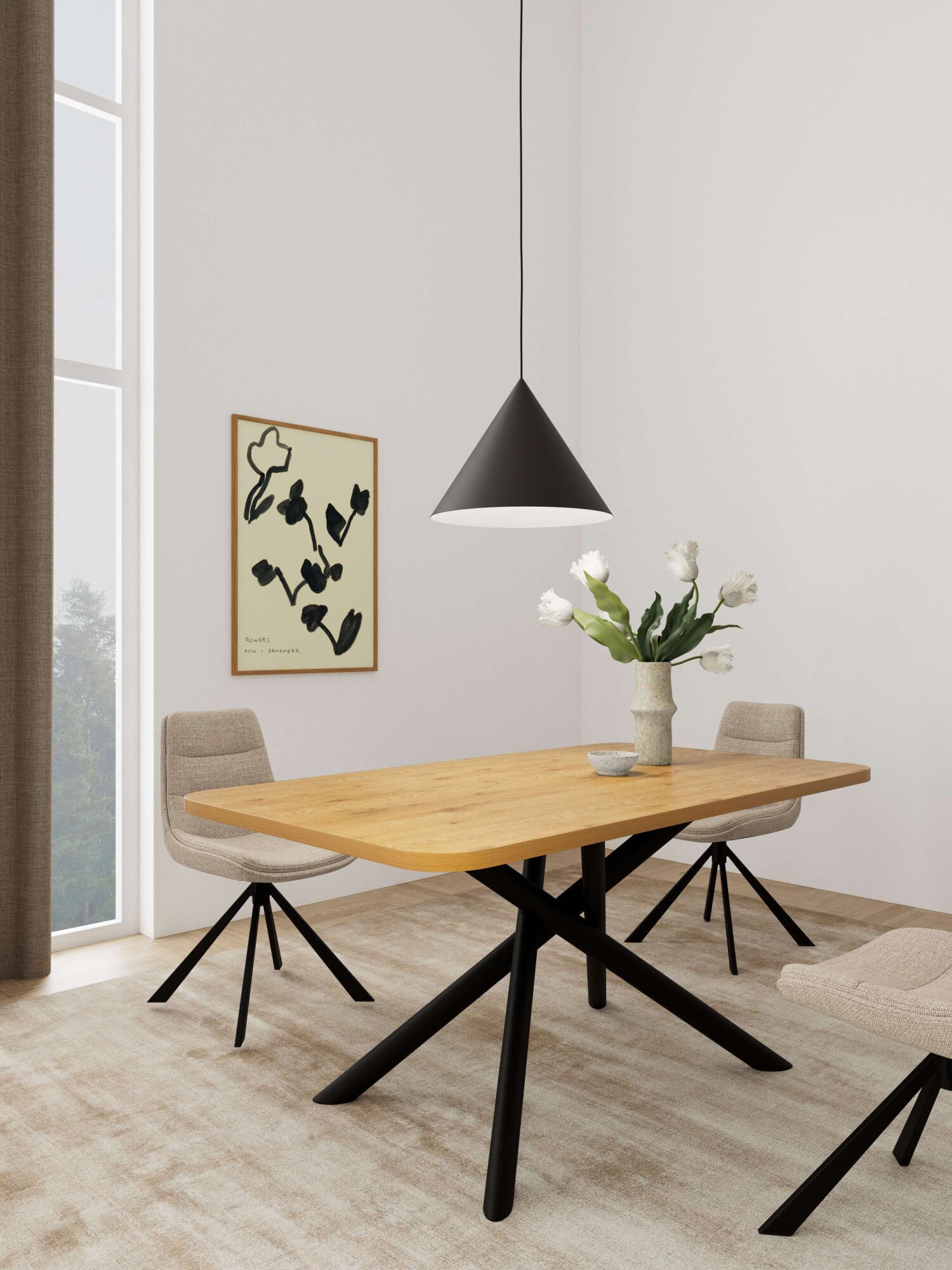 Esstisch ACTONA GROUP "Levanto, Speisetisch, Tisch", natürlich, matt schwarz, natürlich, B:160cm H:75cm T:90cm, Tische, Esstisch, Tisch, Wildeiche, 160x90x75cm natürlich, matt schwarz, natürlich B/H/T: 160cm x 75cm x 90cm