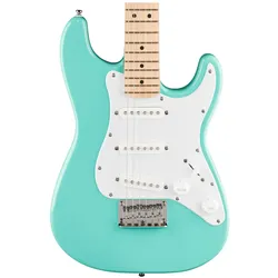 Squier Mini Stratocaster (E-Gitarre, Maple, Nickel-plated steel, Poplar, Synthetic bone), Gitarre, Grün