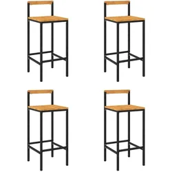 vidaXL Barhocker 4 Stk. Schwarz Poly Rattan und Massivholz Akazie