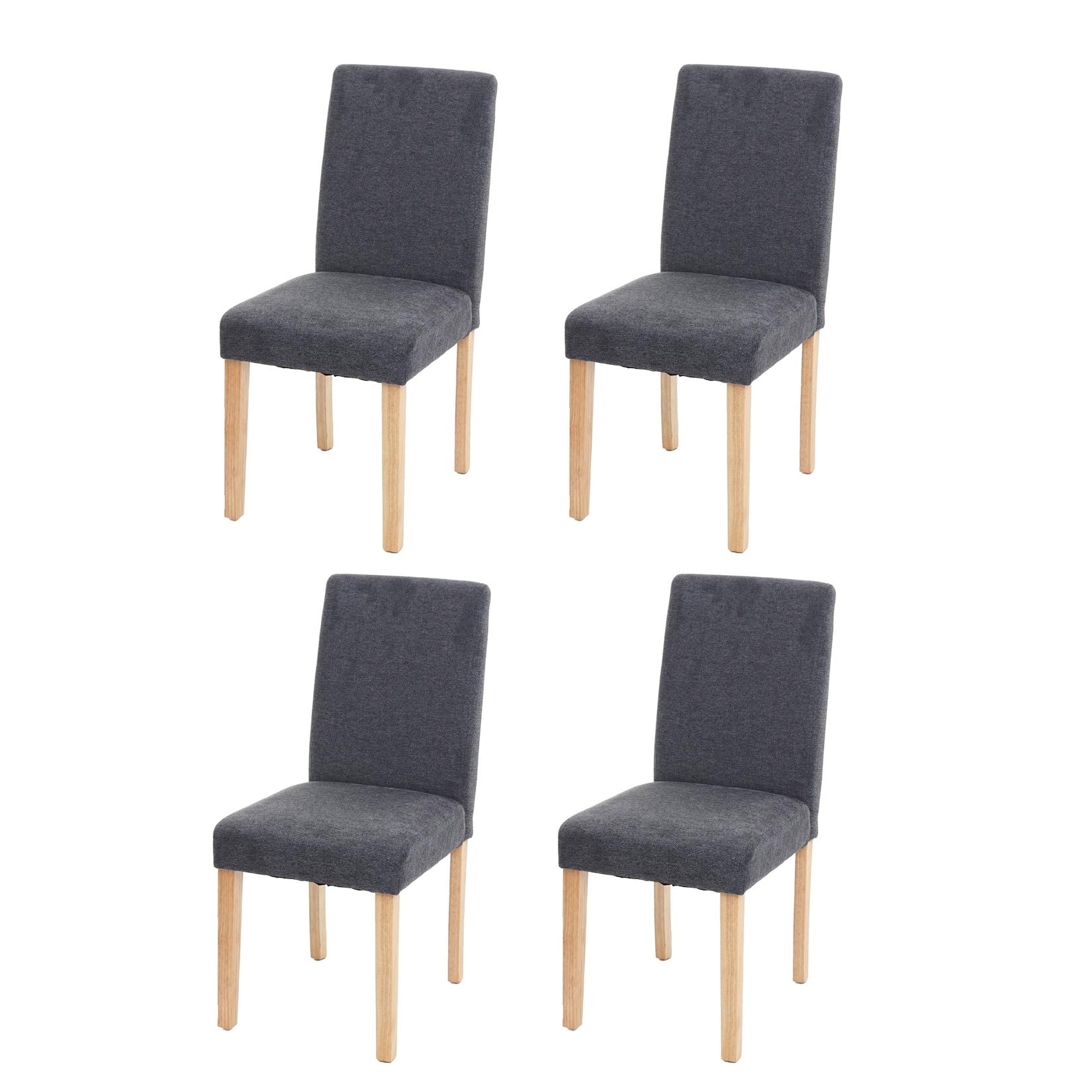 4er-Set Esszimmerstuhl Stuhl Küchenstuhl Littau ~ Textil, anthrazitgrau, helle Beine
