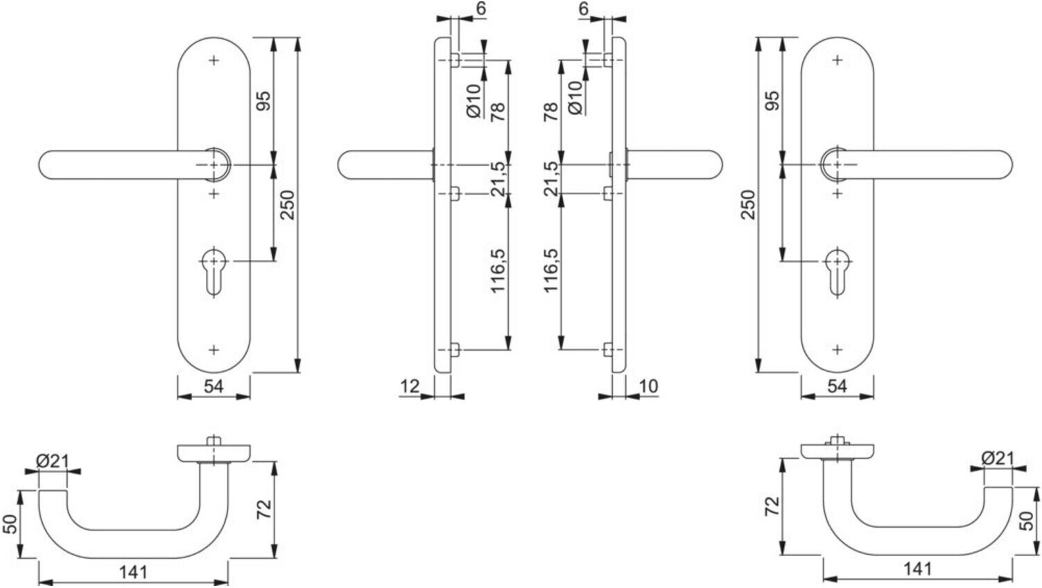 HOPPE FH-Schutz-Drückergarnitur Langschild,Paris FS-138F/3331/3310,PZ,E72 naturfarbig (3919581)