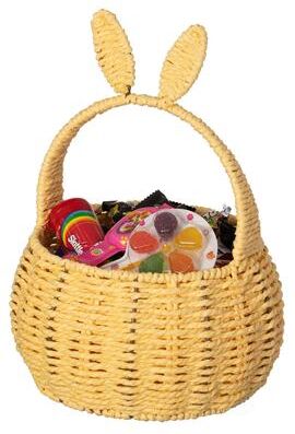 Wickerwise Hand-Woven Easter Bunny Ear Basket with Handle Multi-Purpose for Easter, Picnics, Flower Arrangements, and Home Decor