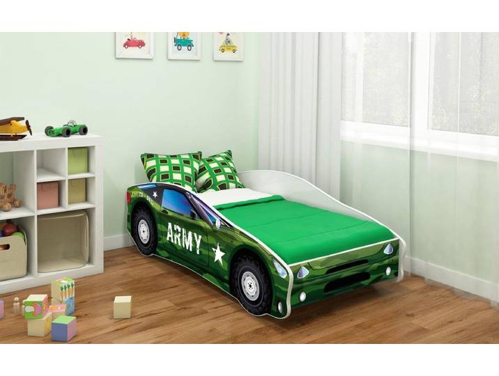 Kinderbett Car mit verschiedenen Motiven - 140x70 - Army - Luxusbetten24