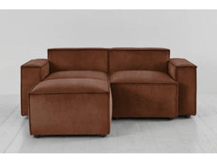 Zweisitzer-Sofa Model 03 mit Chaiselongue links, Rostbraun