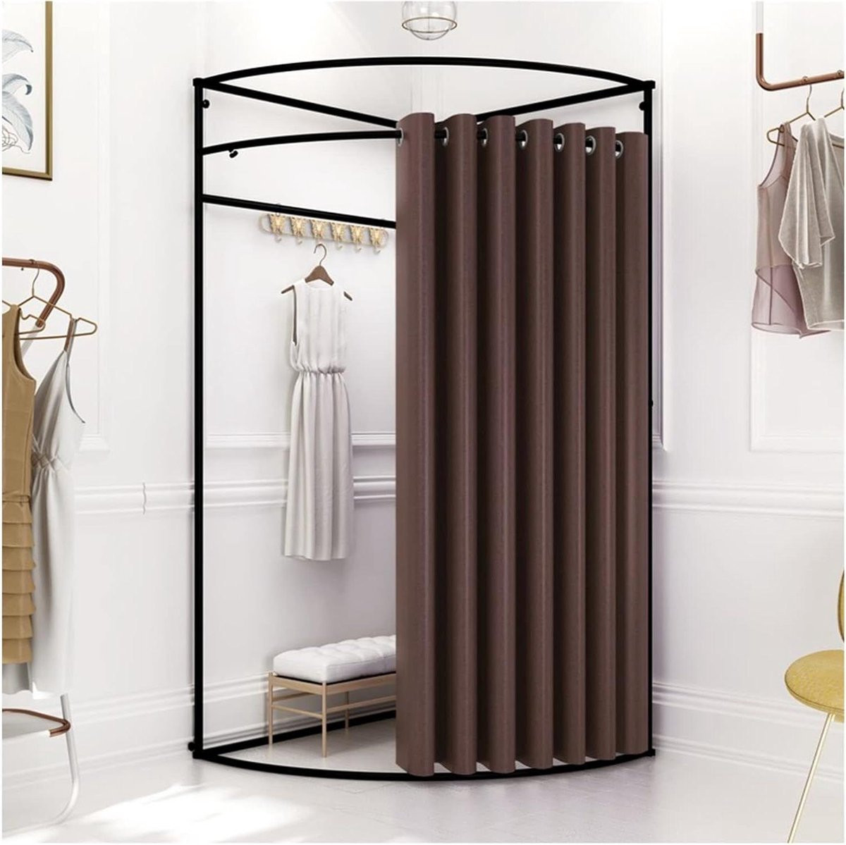Draagbare Paskamer Mobiele Kleedkamer Bruin B/D/H: 100 x 100 x 200 cm
