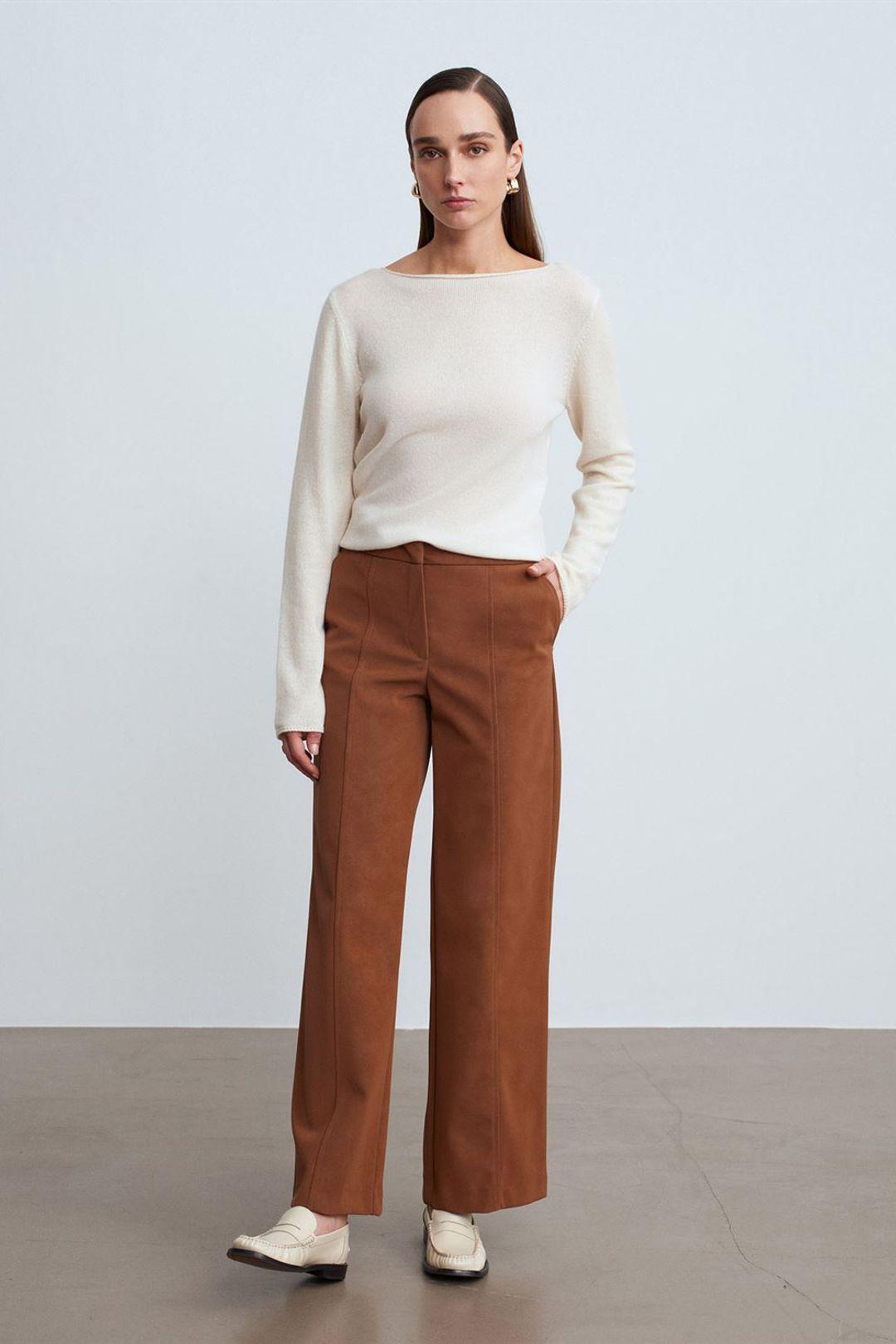 Hochtaillierte weite Fleece-Hosen