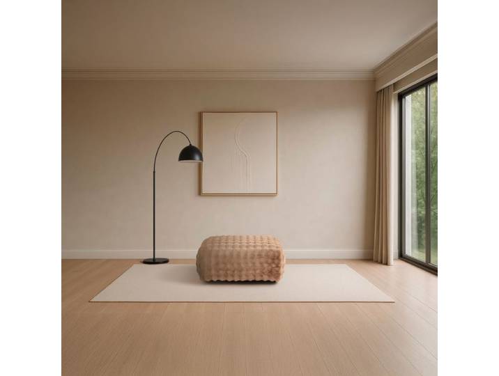 POUF BELLO tissu taupe